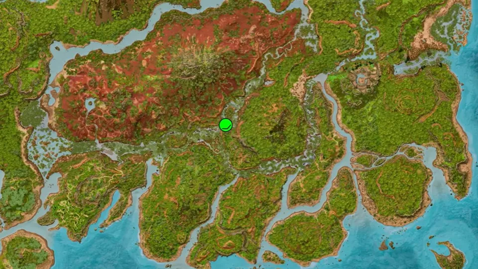 ark-ascended 2D map radar with a player waypoint on The Island